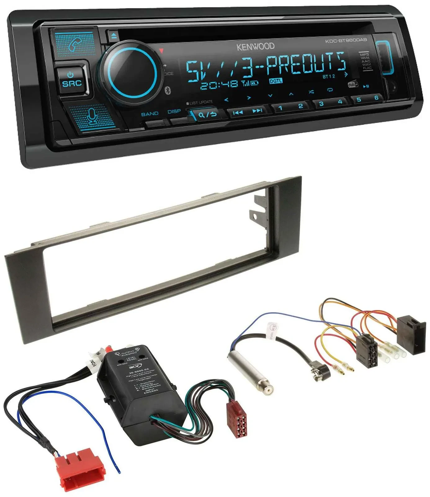Kenwood Bluetooth USB CD MP3 DAB Autoradio für Audi A3 8P 03-06 Bose Aktivsystem