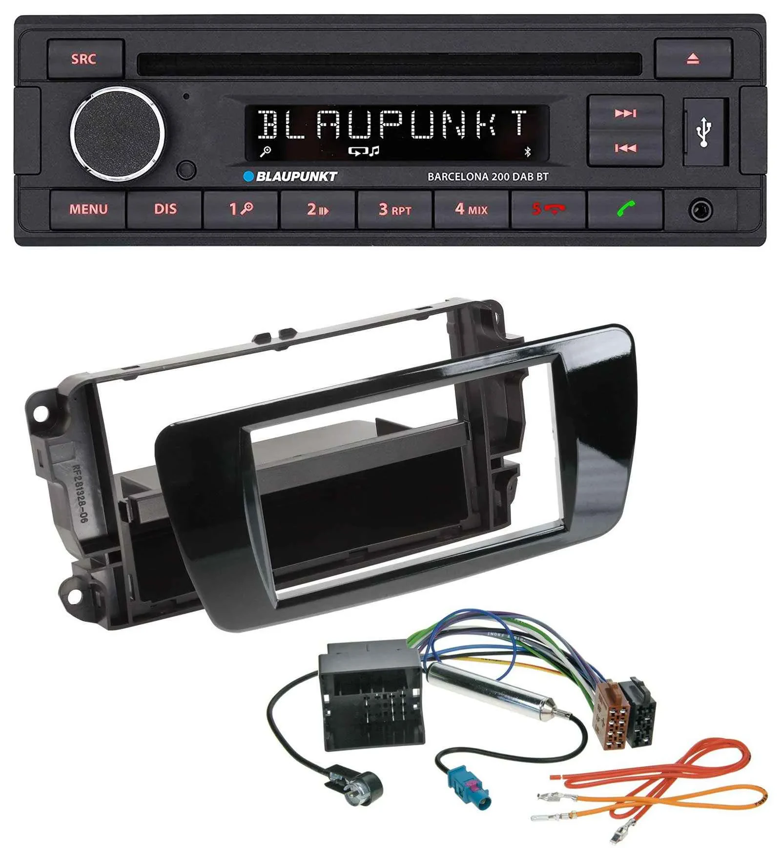 Автомагнитола Blaupunkt USB DAB CD Bluetooth MP3 для Seat Ibiza (с 2008), черный глянец