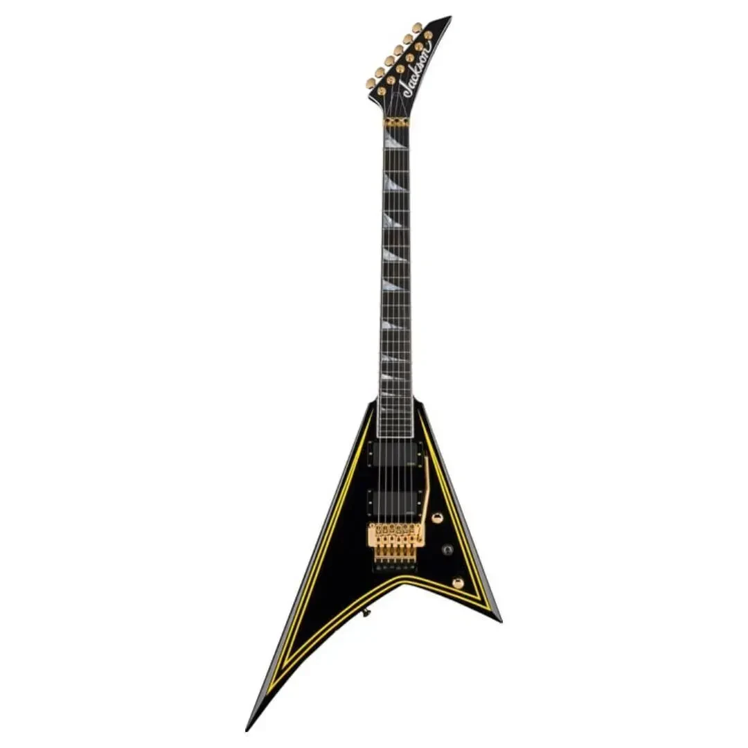 Jackson MJ Series Rhoads RR24MG Electric Guitar Black with Yellow Pinstripes