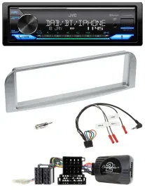 Автомагнитола для Alfa Romeo GT/147 (2007–2010) JVC Bluetooth, DAB, USB, поддержка кнопок на руле, серебристо-серая