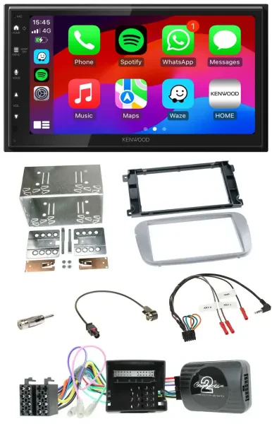 Kenwood Lenkrad USB DAB 2DIN Bluetooth Autoradio für Ford Mondeo S-Max Profi sil