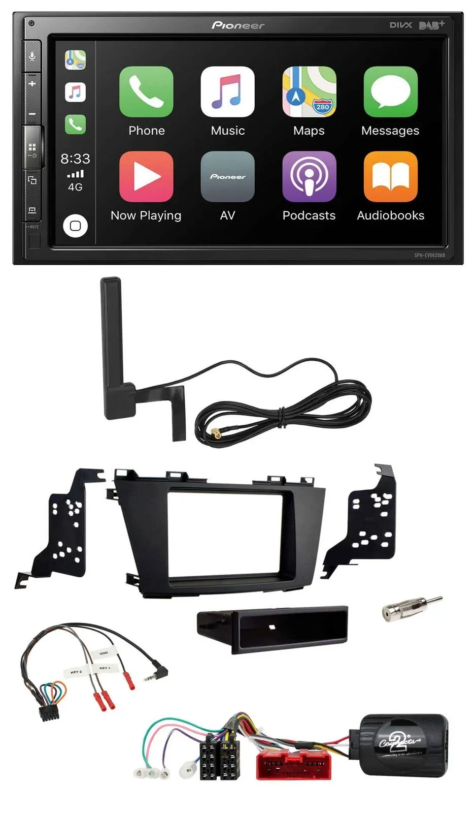 Pioneer USB 2DIN Bluetooth DAB Lenkrad Autoradio für Mazda 5 2010-2015