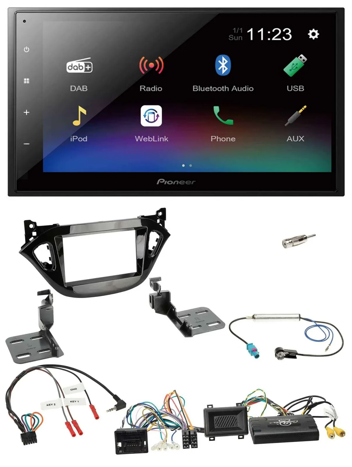 Pioneer USB Bluetooth DAB 2DIN Lenkrad Autoradio für Opel Adam Corsa E 2017-2019