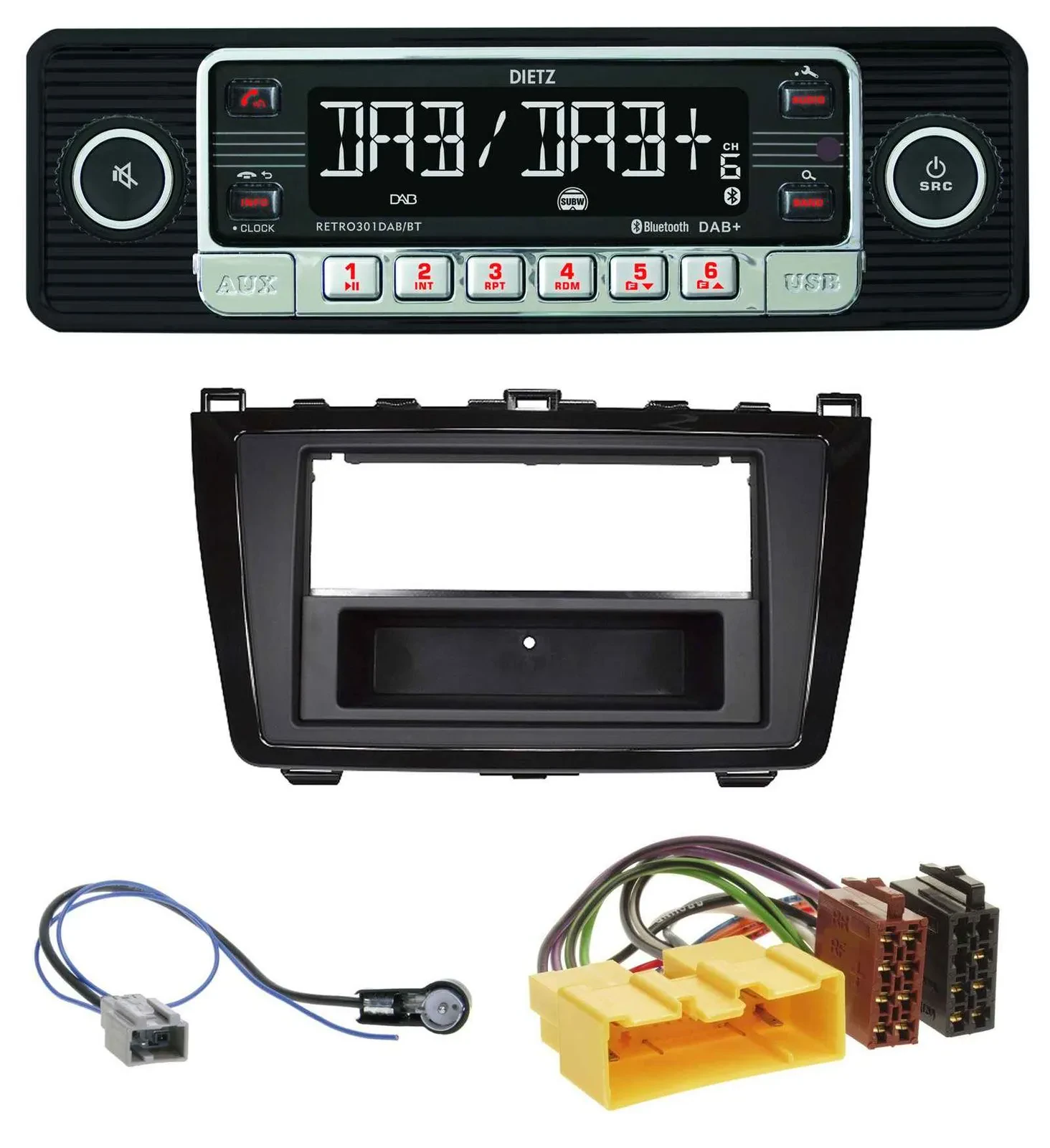 Dietz USB DAB MP3 Bluetooth Autoradio für Mazda 6 (08-12) - glänzend