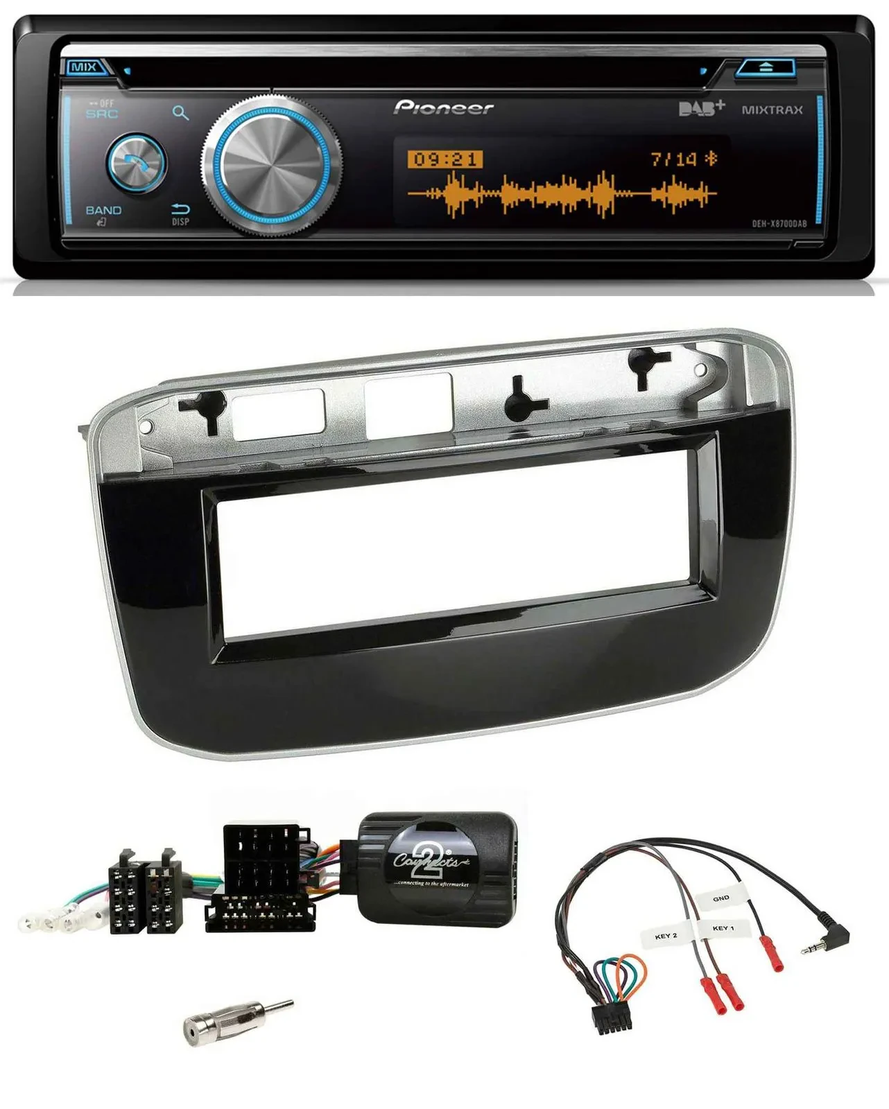 Автомагнитола Pioneer DAB USB CD Bluetooth для Fiat Punto/Punto Evo (с 2009) с поддержкой управления на руле
