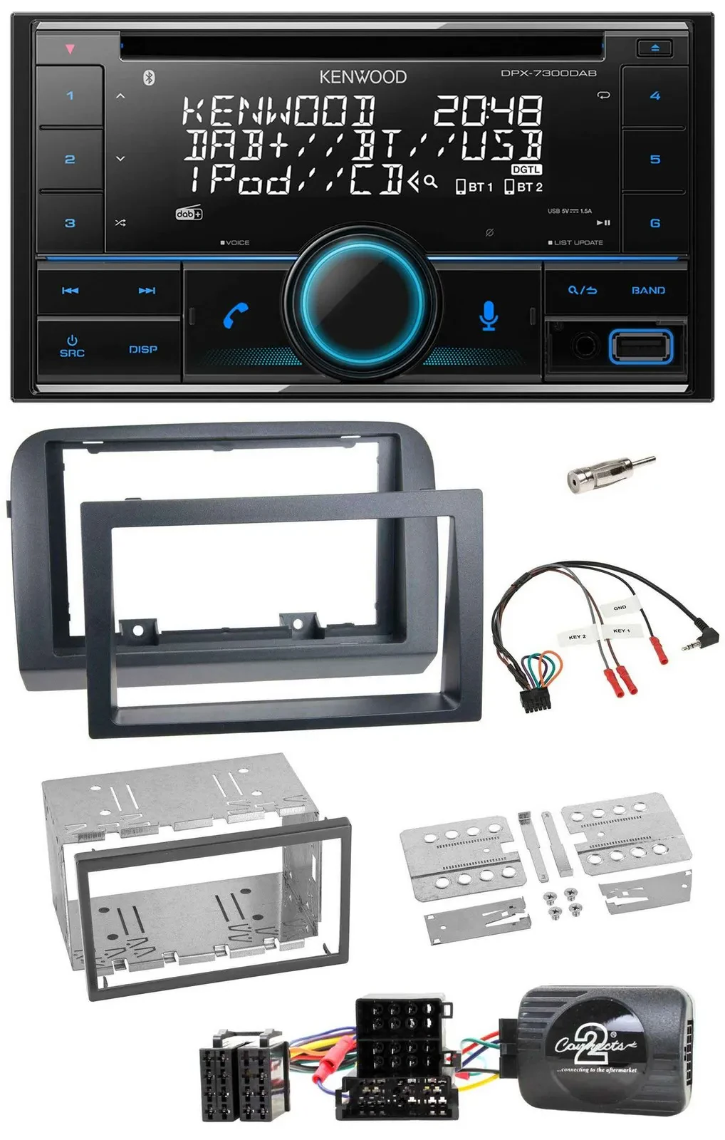 Kenwood CD 2DIN DAB USB Lenkrad Bluetooth Autoradio für Fiat Croma 2005-2010