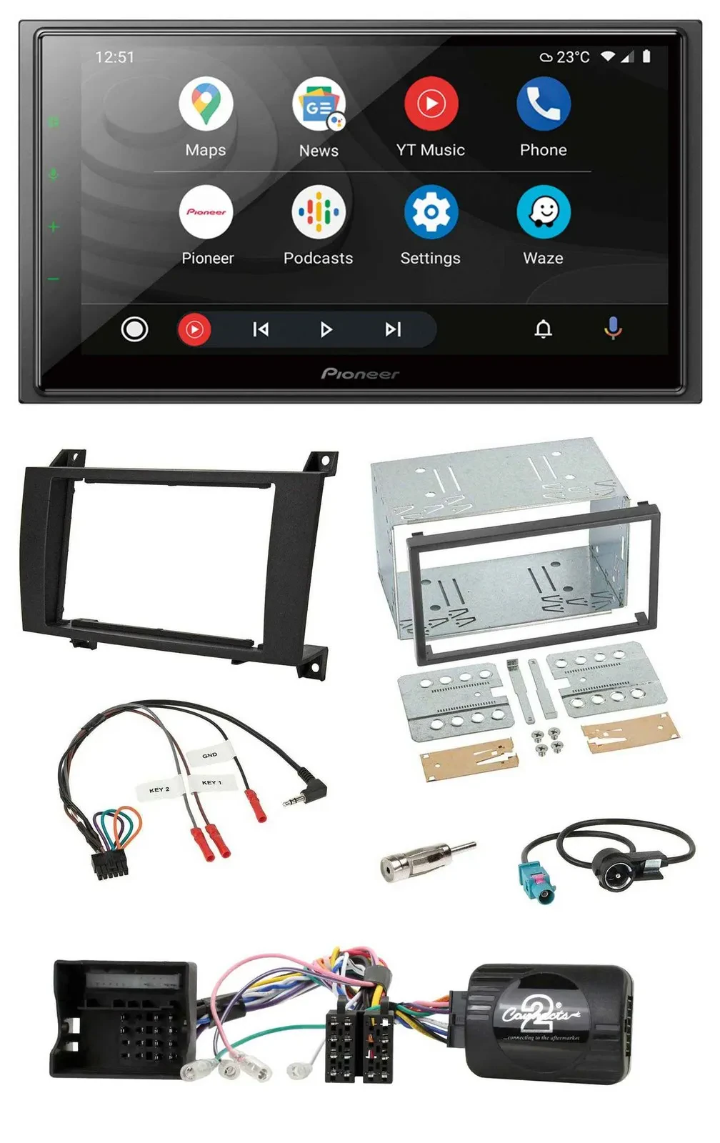 Pioneer USB 2DIN DAB Lenkrad Bluetooth Autoradio für Mercedes SLK R171 2004-2008