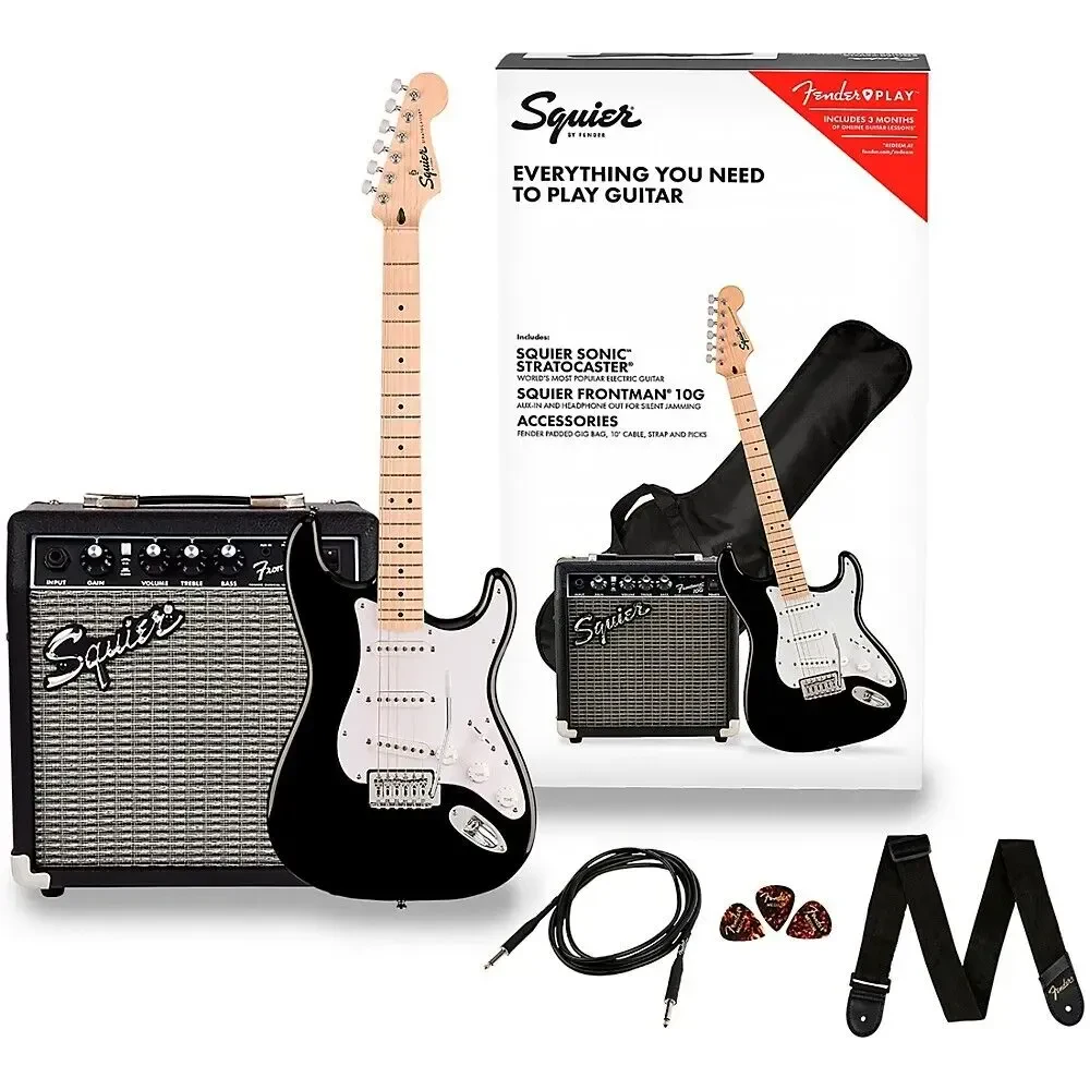 Электрогитара Squier Sonic Stratocaster Electric Guitar Pack with Fender Frontman 10G Amp Blck