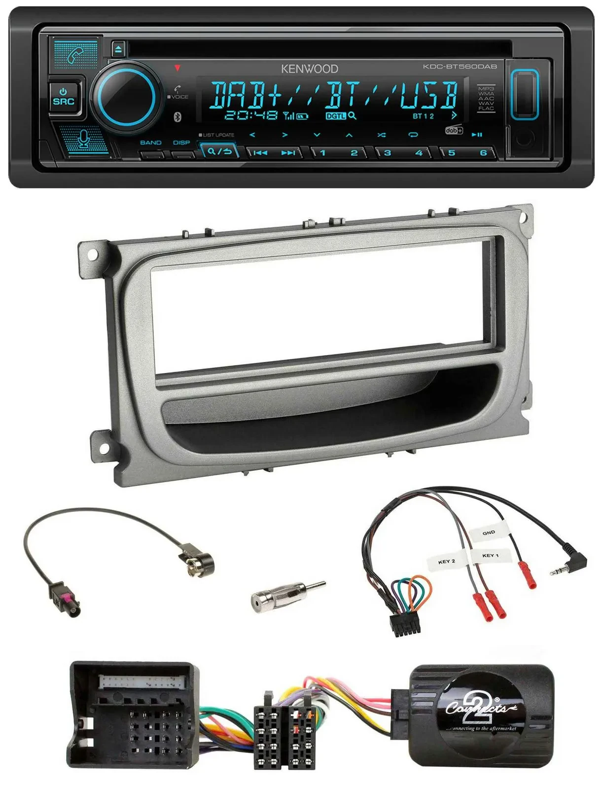 Kenwood Bluetooth DAB CD Lenkrad USB Autoradio für Ford C-Max Focus Galaxy ab 07