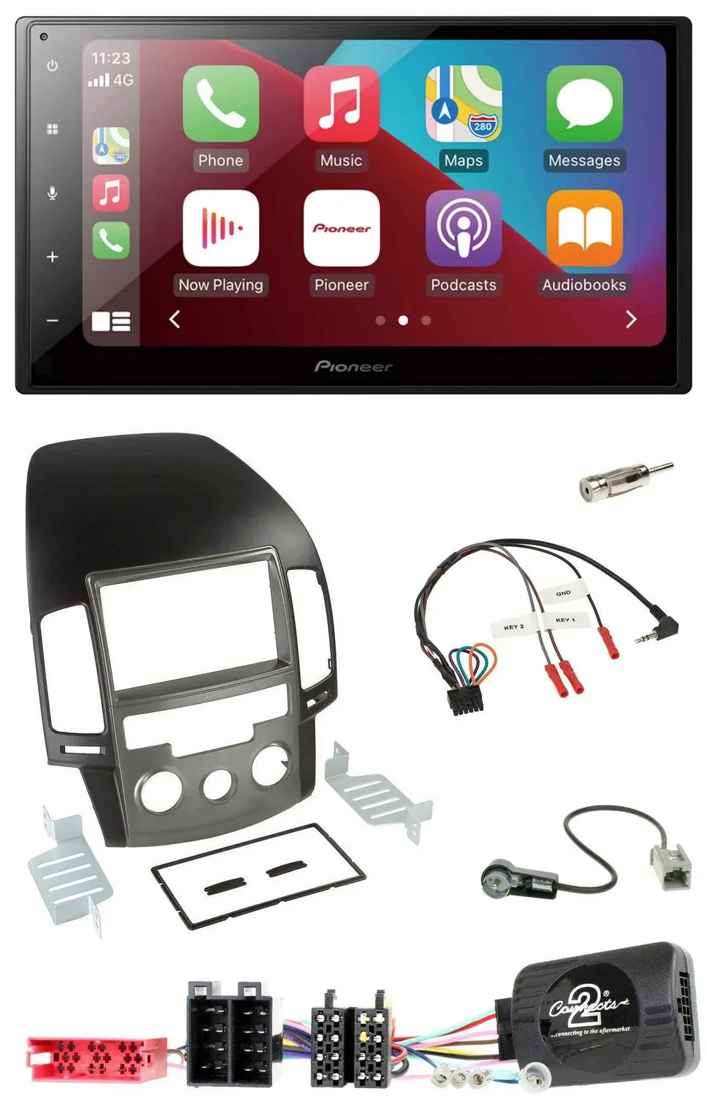 Автомагнитола для Hyundai i30 Pioneer 2DIN, DAB, Bluetooth, USB, поддержка кнопок на руле (с 2009)