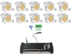 10 Rockville BEST PAR 60 Battery Wash Lights Wireless DMX+384 Channel Controller