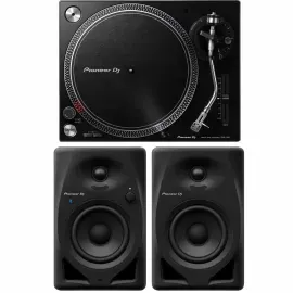 Pioneer PLX-500 Direct Drive Turntable & DM-40D-BT 4" Desktop Monitor System ...