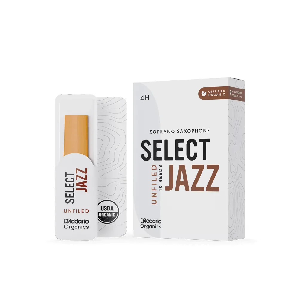 Трости для саксофона сопрано D'Addario Organic Select Jazz Unfiled размер 4H, 10 шт