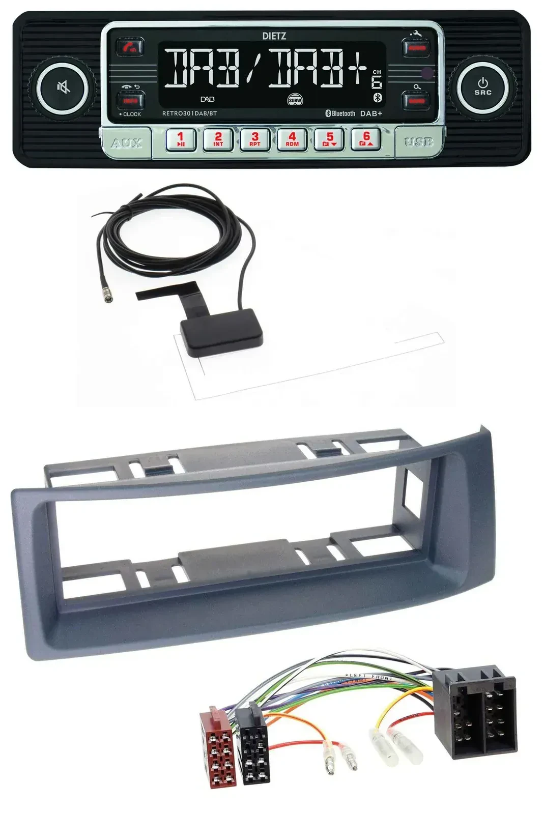 Dietz DAB Bluetooth USB MP3 Autoradio für Renault Scenic Megane bis 03 grau