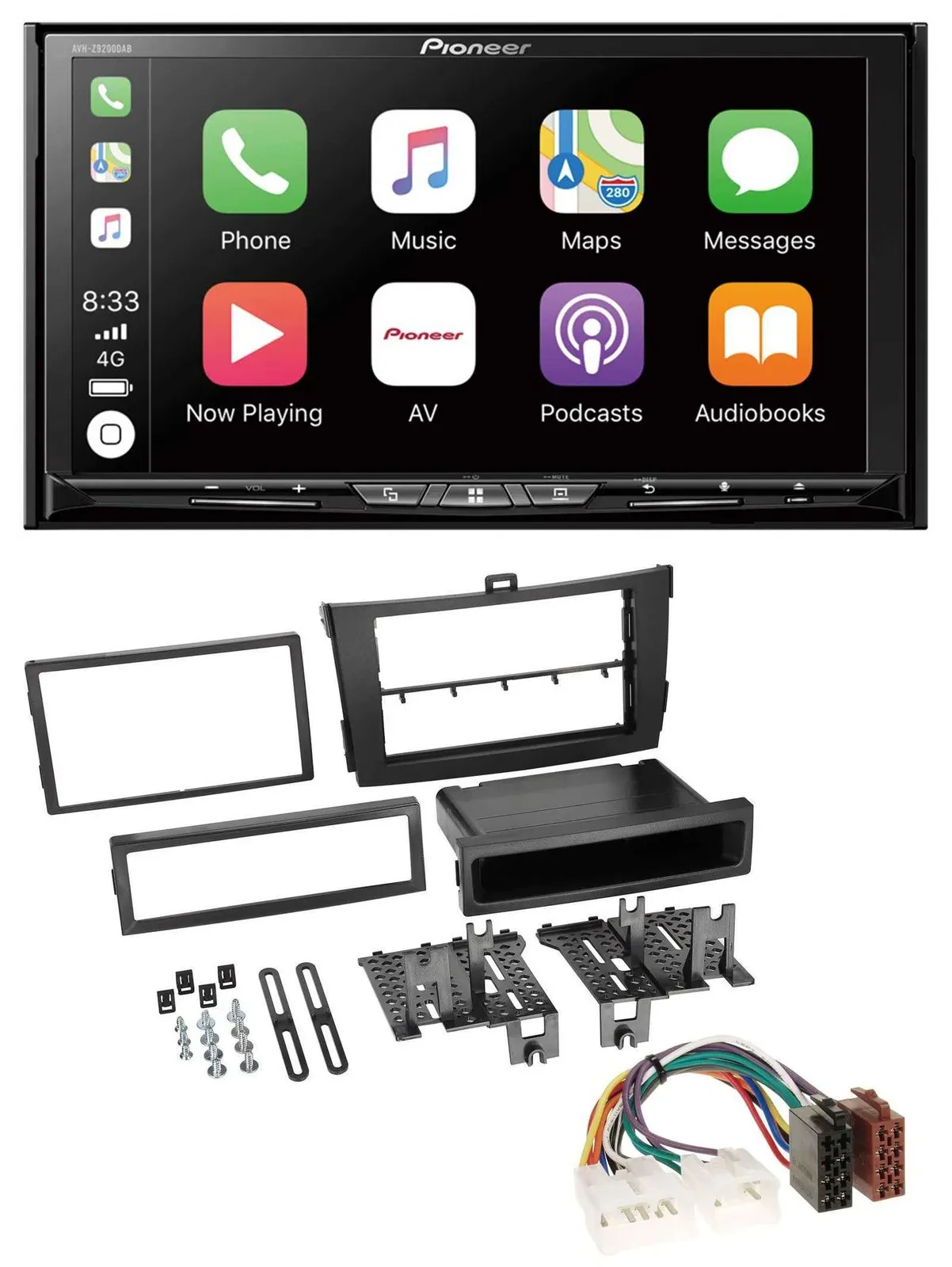 Автомагнитола для Toyota Corolla 2009–2013 Pioneer 2-DIN MP3 USB DAB DVD Bluetooth, черный