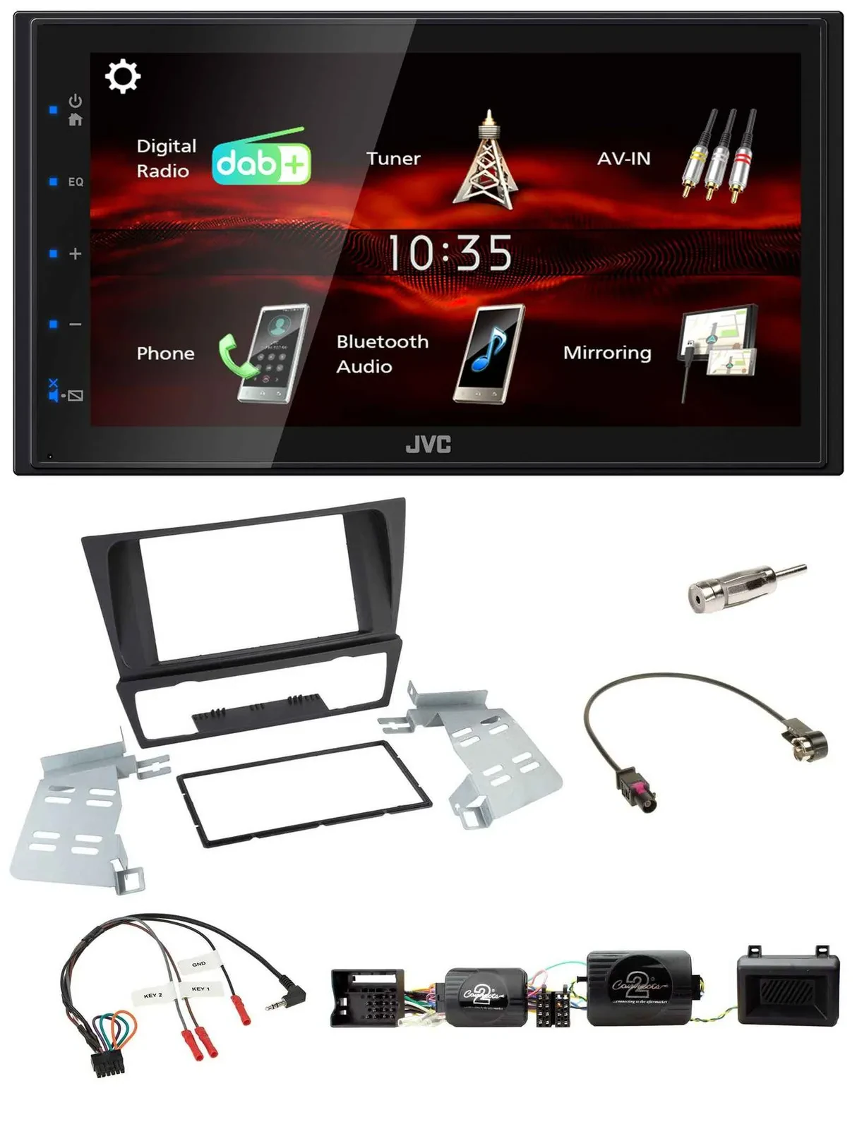 JVC USB Bluetooth Lenkrad DAB 2DIN Autoradio für BMW 3er E90 E91 E92 E93 PDC