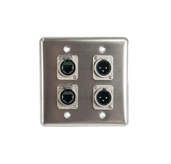 Elite Core Quad Wall Plate w/2 Tactical Ethernet and 2 XLR Male Connections...