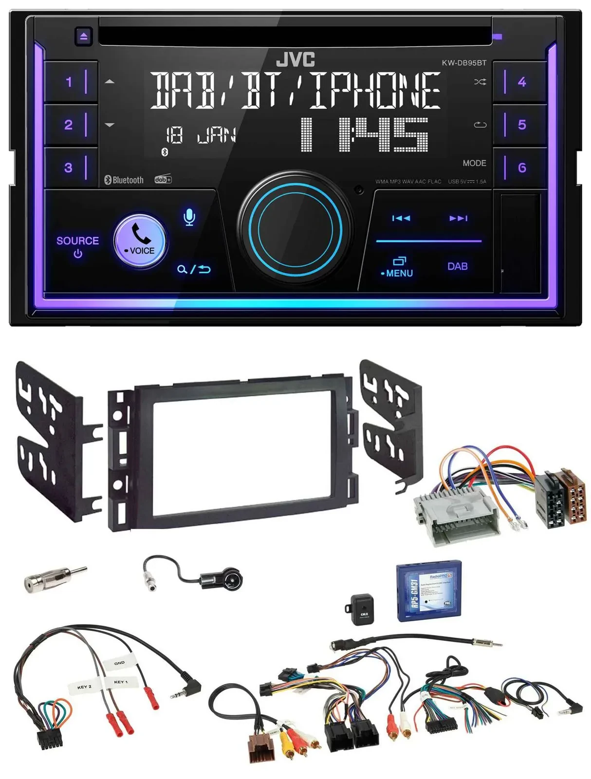 JVC Lenkrad USB 2DIN DAB Bluetooth CD Autoradio für Buick Enclave Lucerne 2006-2