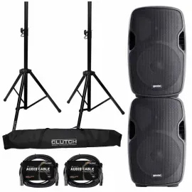 Gemini AS-1500P 15" Active Speakers with Tripod Speaker Stands