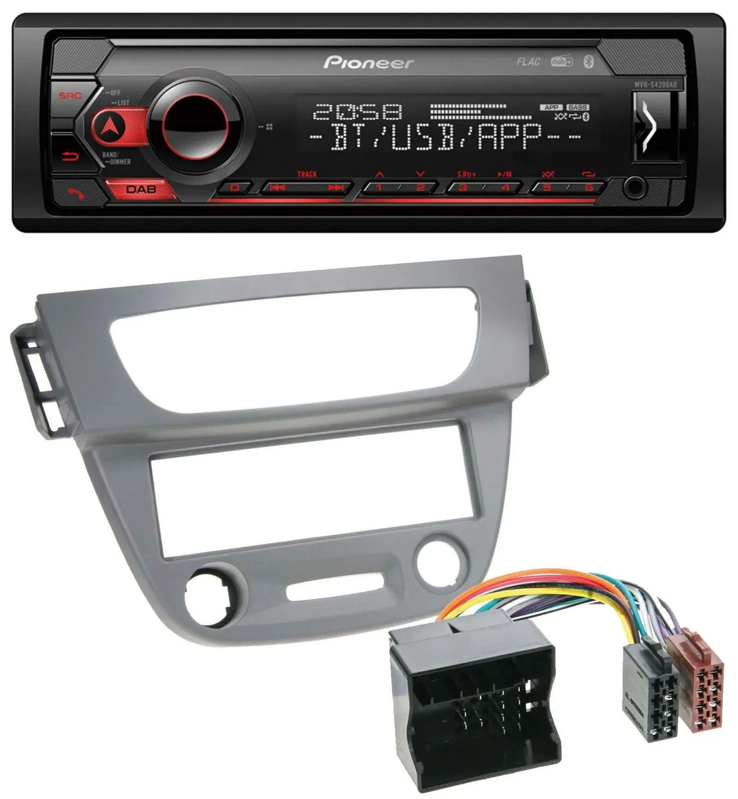 Pioneer MP3 USB DAB Bluetooth Autoradio für Renault Megane 3 Quadlock 09-14 grau