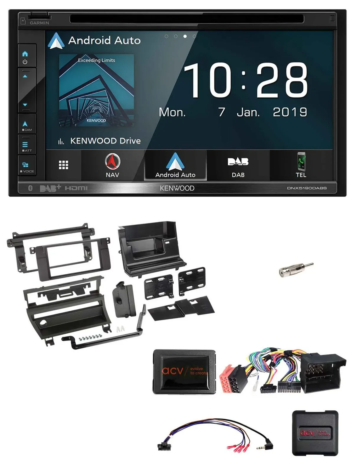 Автомагнитола Kenwood 2DIN DAB, Bluetooth, навигация, USB для BMW 3 Series E46 (2002–2006), поддержка кнопок на руле, TMC