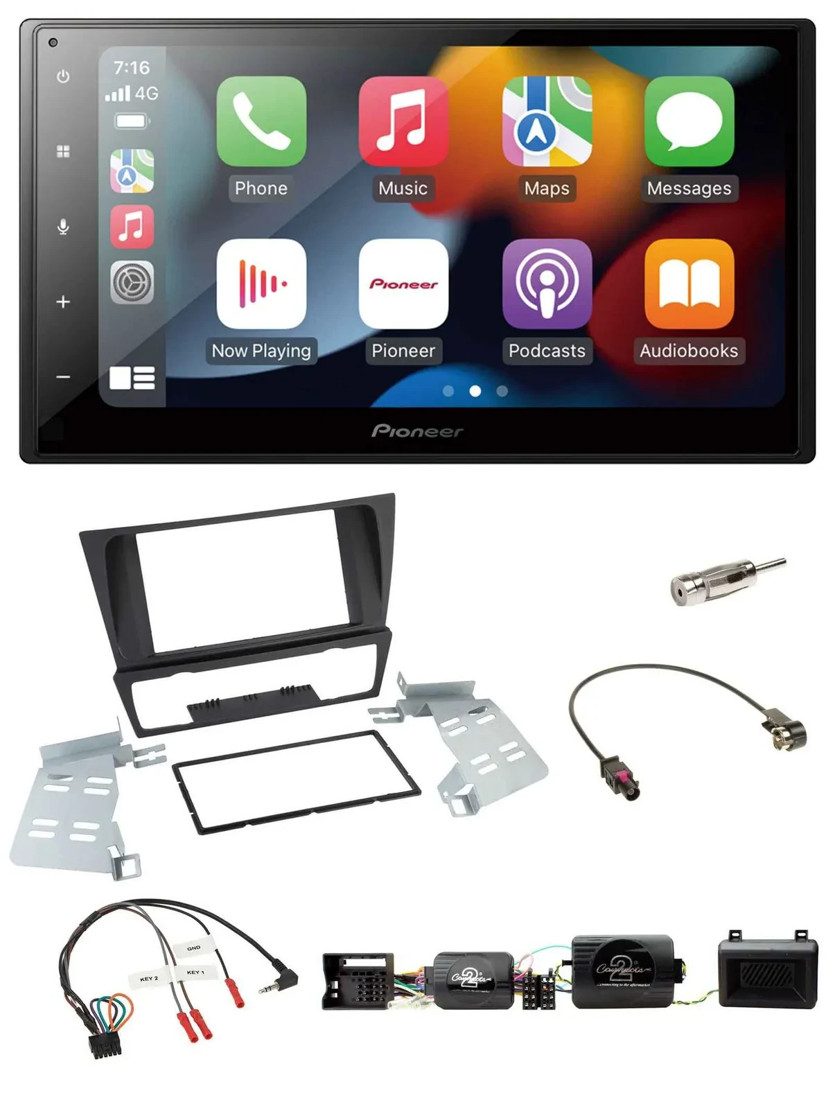 Pioneer DAB Bluetooth 2DIN USB Lenkrad Autoradio für BMW 3er E90 E91 E92 E93 PDC