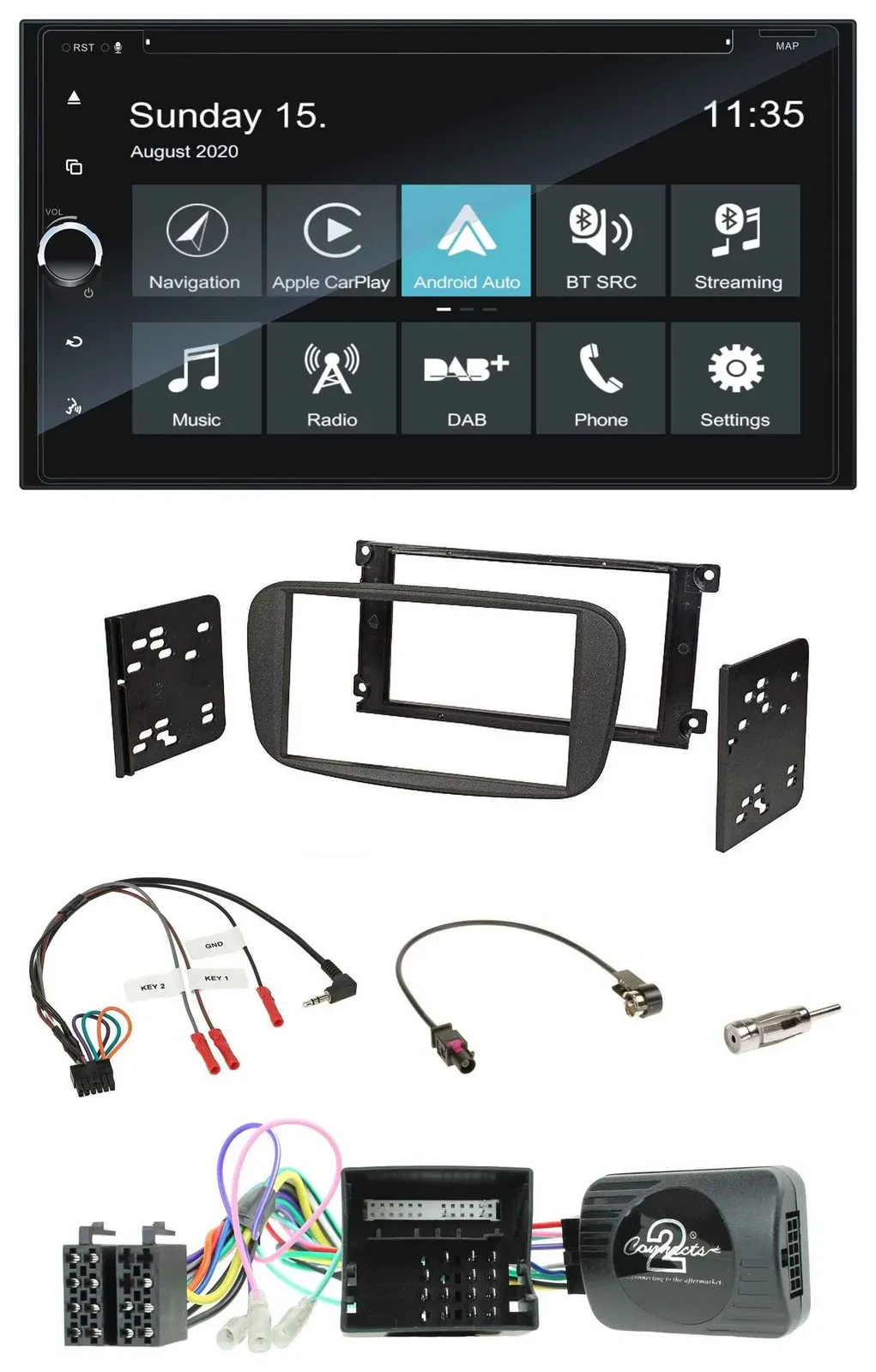 Blaupunkt 2DIN Lenkrad TMC Bluetooth USB DAB Navigation für Ford Focus C-Max Gal