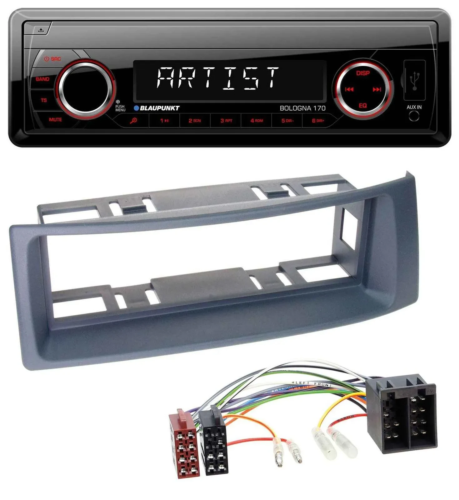 Blaupunkt SD USB 1DIN MP3 AUX Autoradio für Renault Scenic Megane bis 03 grau