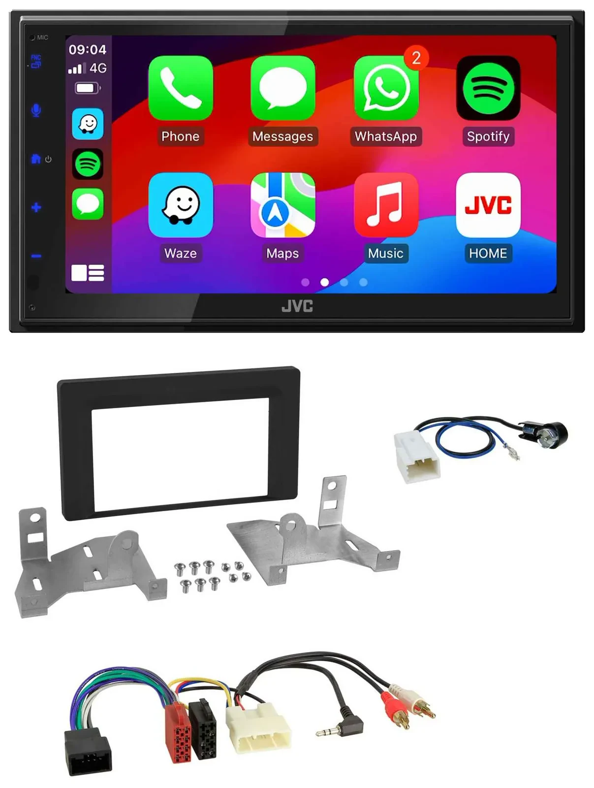 JVC Bluetooth 2DIN MP3 DAB USB Autoradio für Toyota Aygo ab 2022 AB7 schwarz