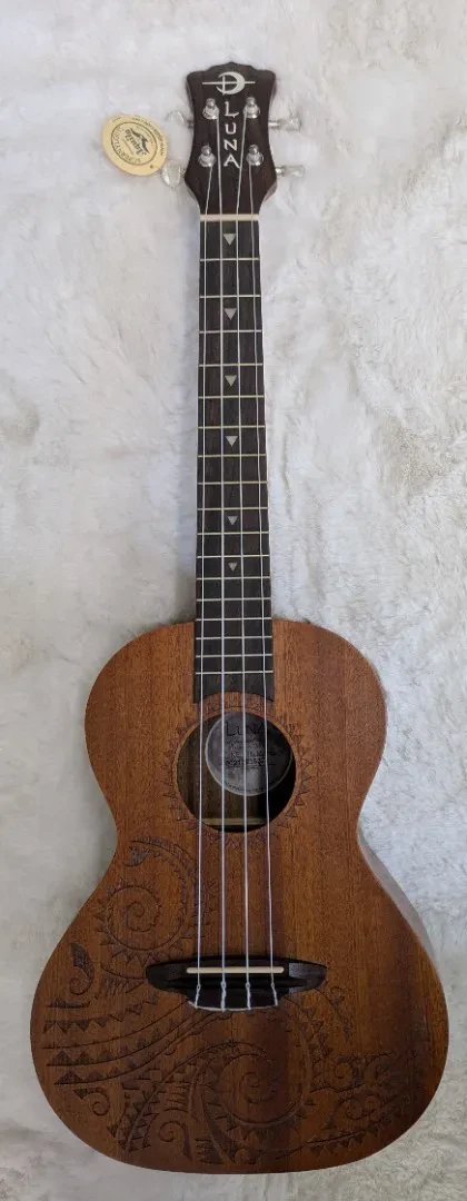 Luna Guitars Luna Model # UKE TTN MAH Acoustic Tenor Tattoo Mahogany Ukulele with Gig Bag