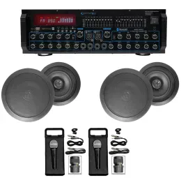 MM2000BT Bluetooth Karaoke Mixer System+(4) 6.5" Black Ceiling Speakers