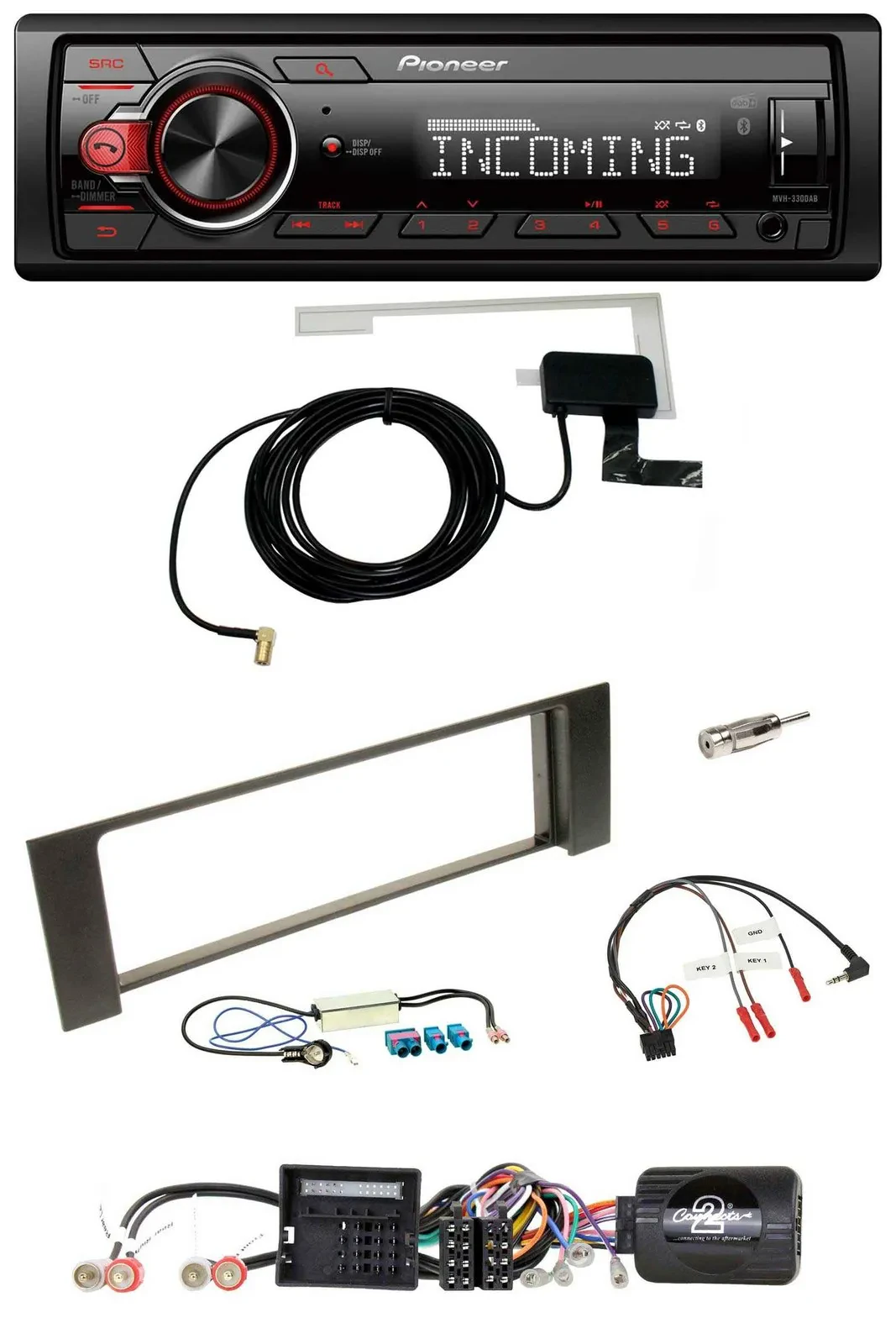 Pioneer USB Lenkrad DAB Bluetooth Autoradio für Audi A4 B6 00-04 Quadlock Doppel