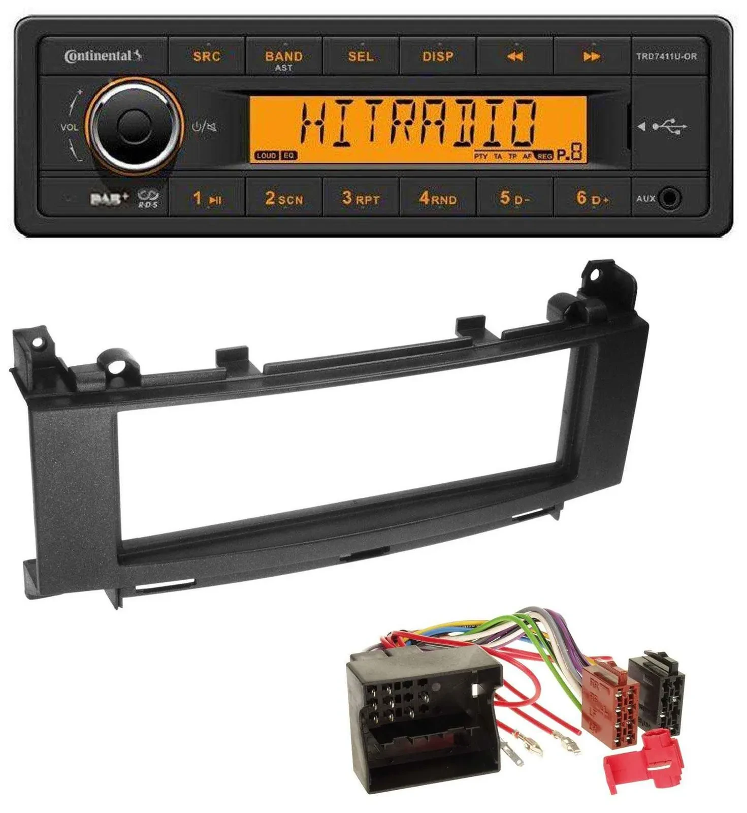 Continental 1DIN DAB MP3 AUX USB Autoradio für Mercedes A-Klasse W169 B-Klasse W