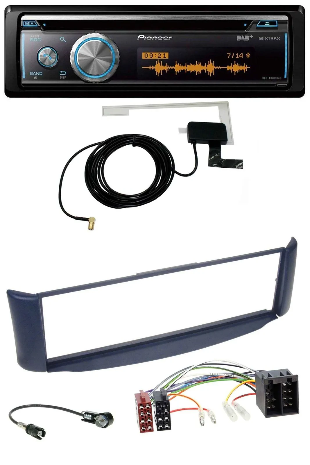 Pioneer Bluetooth DAB MP3 USB CD Autoradio für Smart ForTwo 450 blau ohne Metall