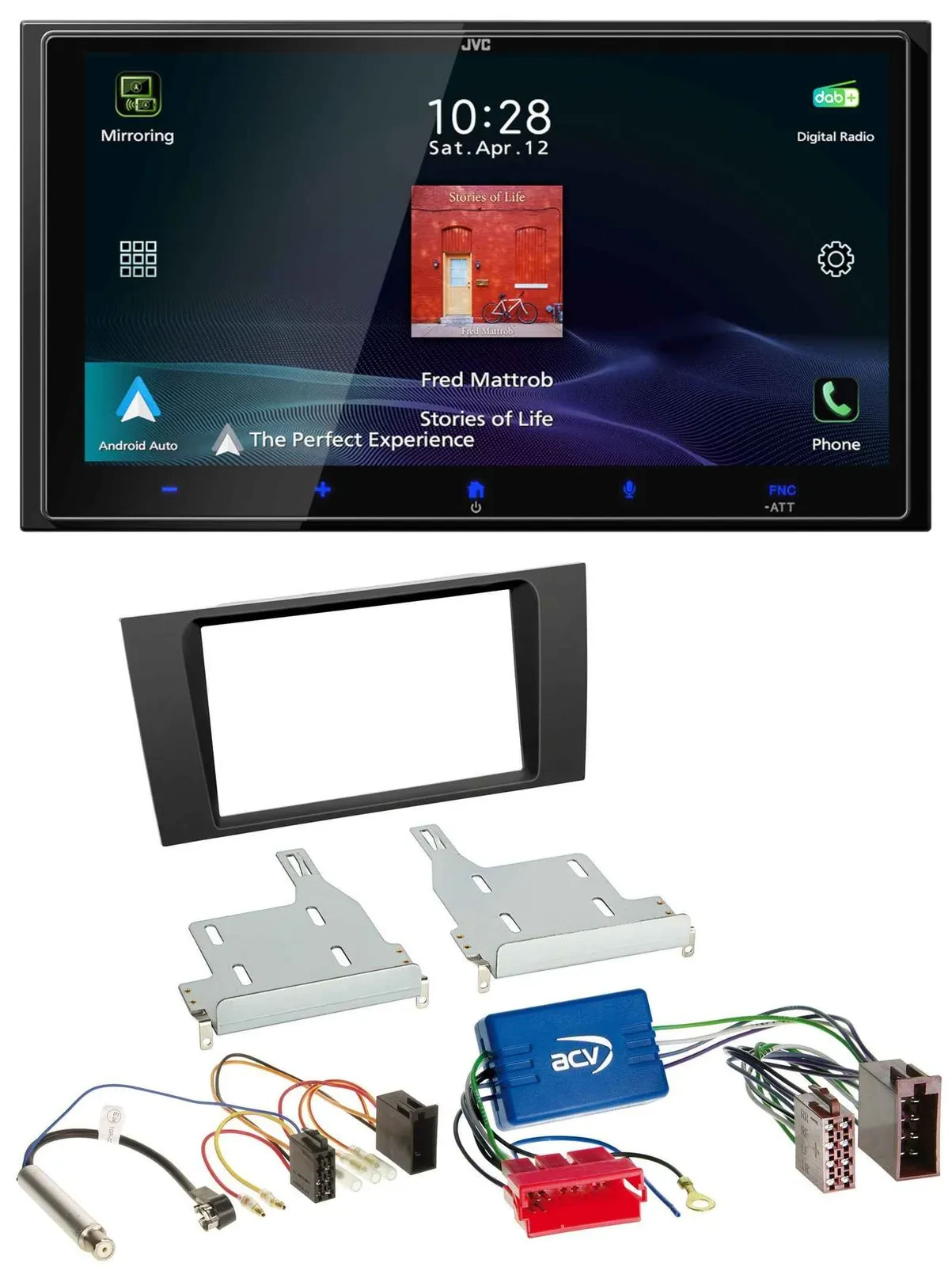 JVC USB Bluetooth 2DIN DAB MP3 Autoradio für Audi A4 99-01 B5 Symphony Aktivsyst