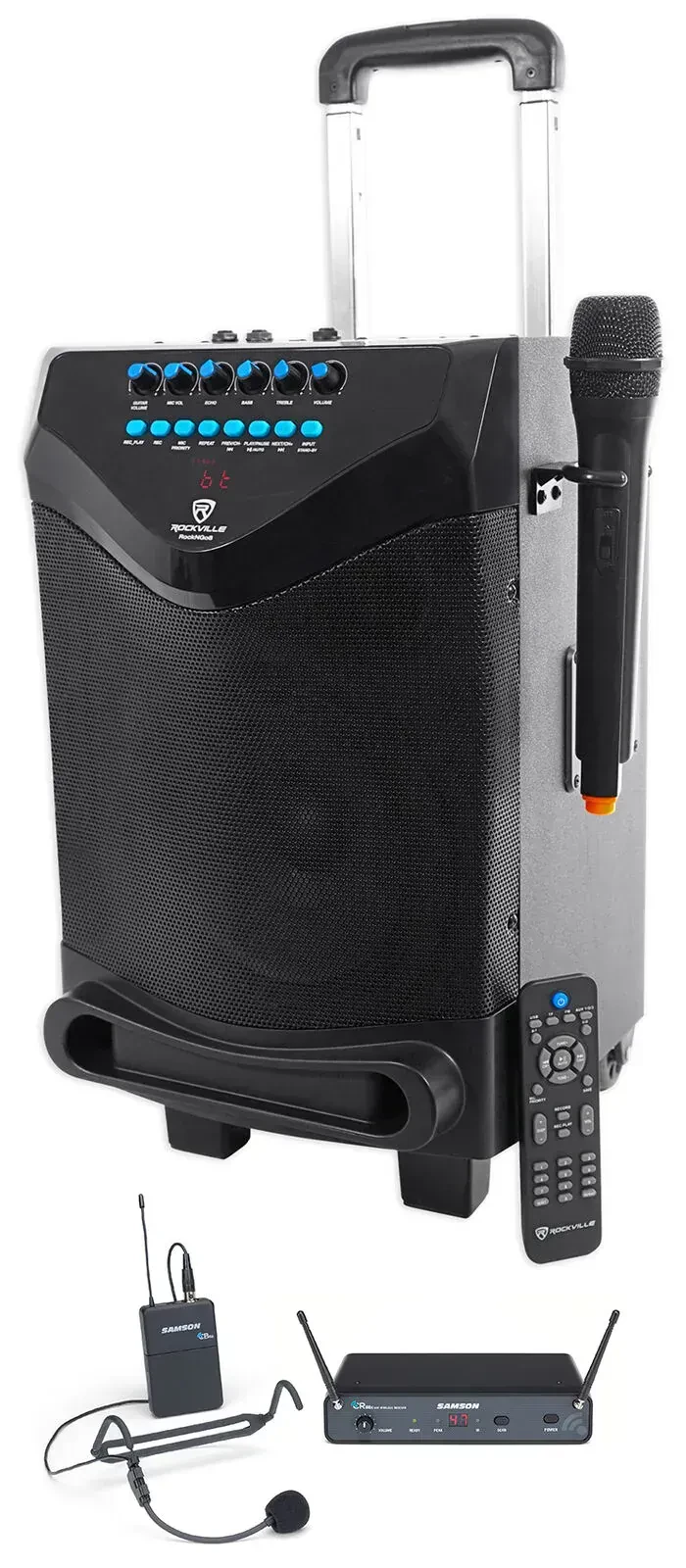Портативная акустическая система Rockville RockNGo 8 v2 с микрофонной радиосистемой