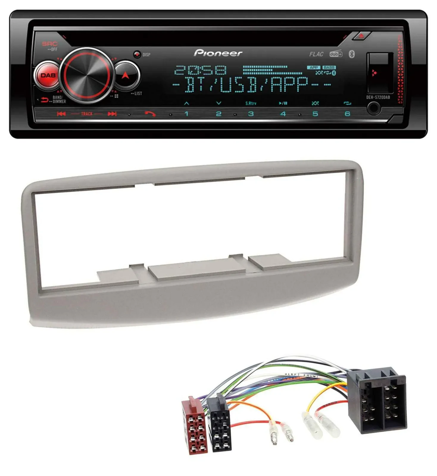 Автомагнитола Pioneer MP3 DAB CD Bluetooth USB для Fiat Multipla 186 (1999–2010) серый