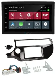 Blaupunkt DAB Bluetooth USB MP3 2DIN Autoradio für Kia Rio UB ab 15 piano-schwar