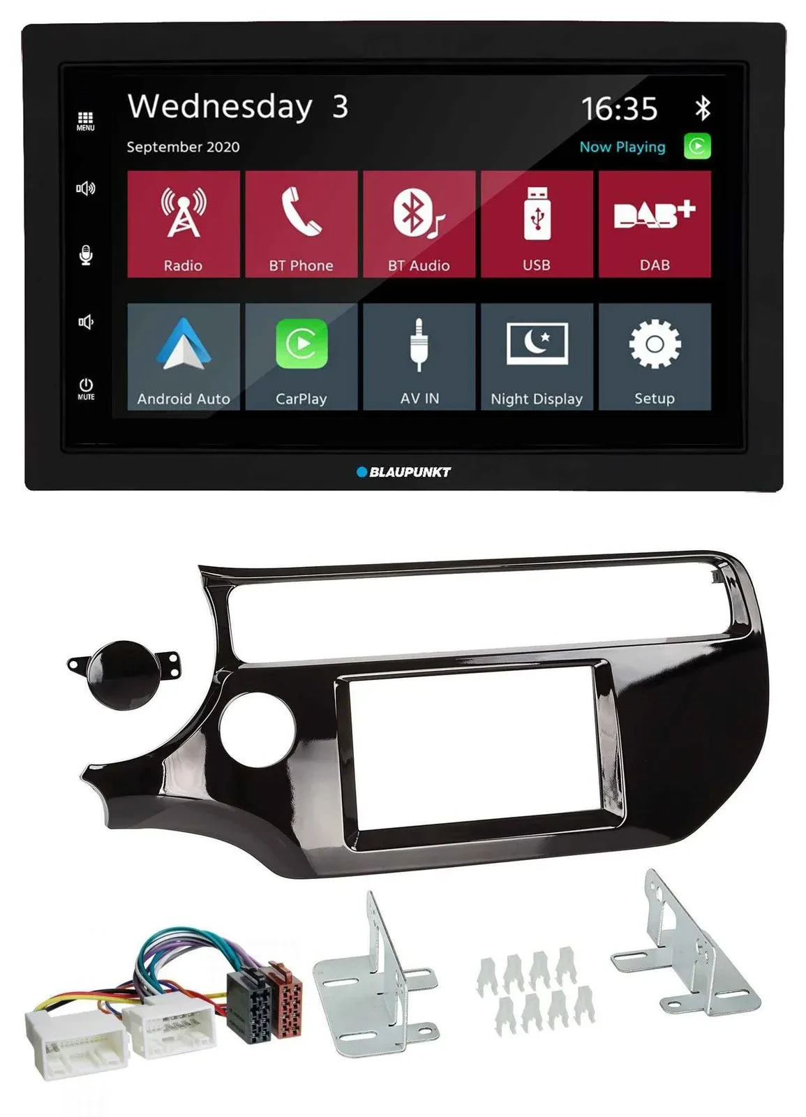 Blaupunkt DAB Bluetooth USB MP3 2DIN Autoradio für Kia Rio UB ab 15 piano-schwar