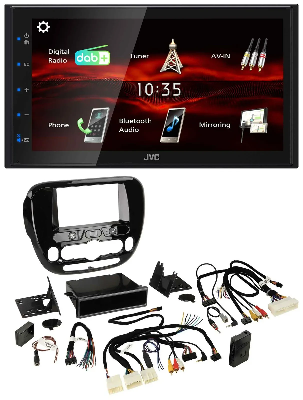 JVC USB Bluetooth Lenkrad DAB 2DIN Autoradio für Kia Soul ab 2014 Klima