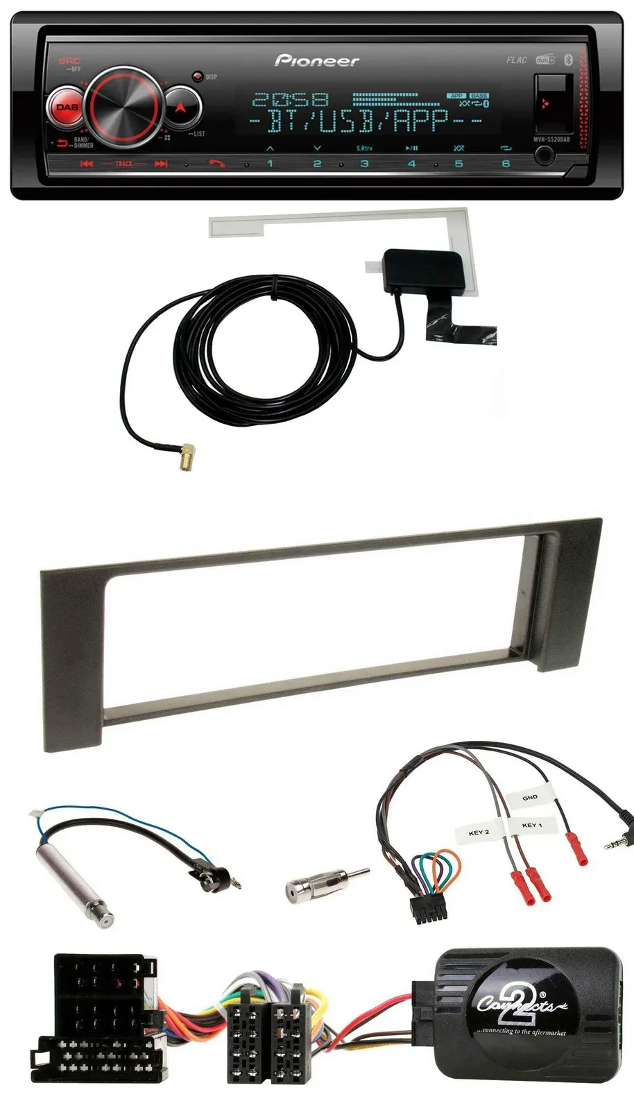 Pioneer Bluetooth DAB USB Lenkrad Autoradio für Audi A4 2000-2004 ISO