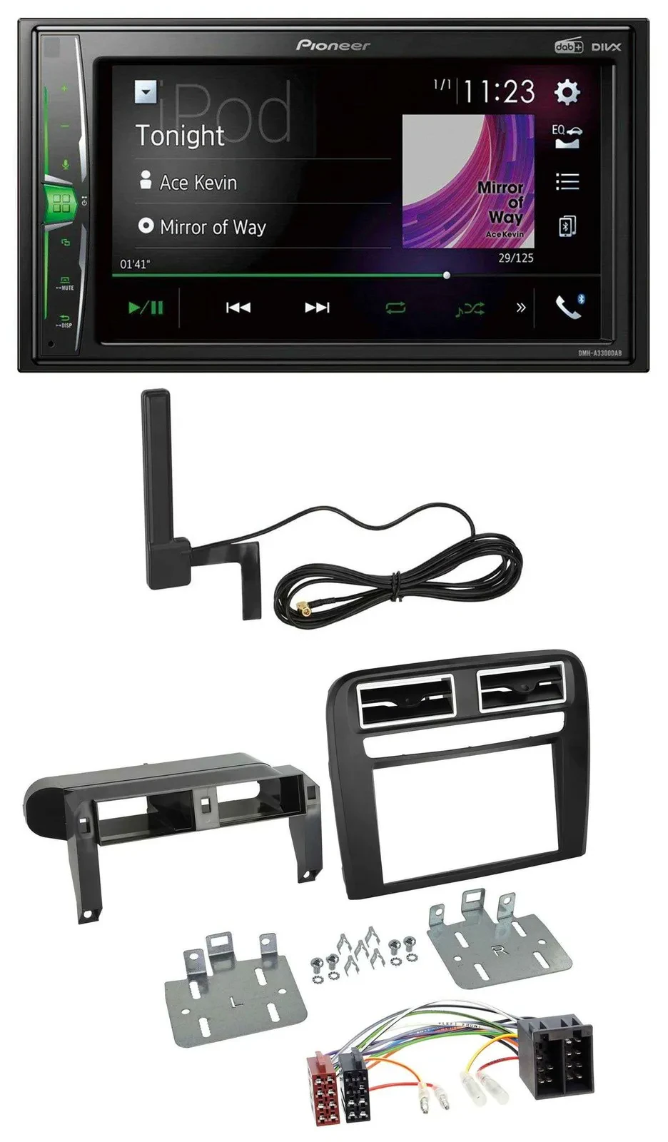 Pioneer MP3 DAB AUX 2DIN Bluetooth Autoradio für Fiat Grande Punto 2005-2009 sch