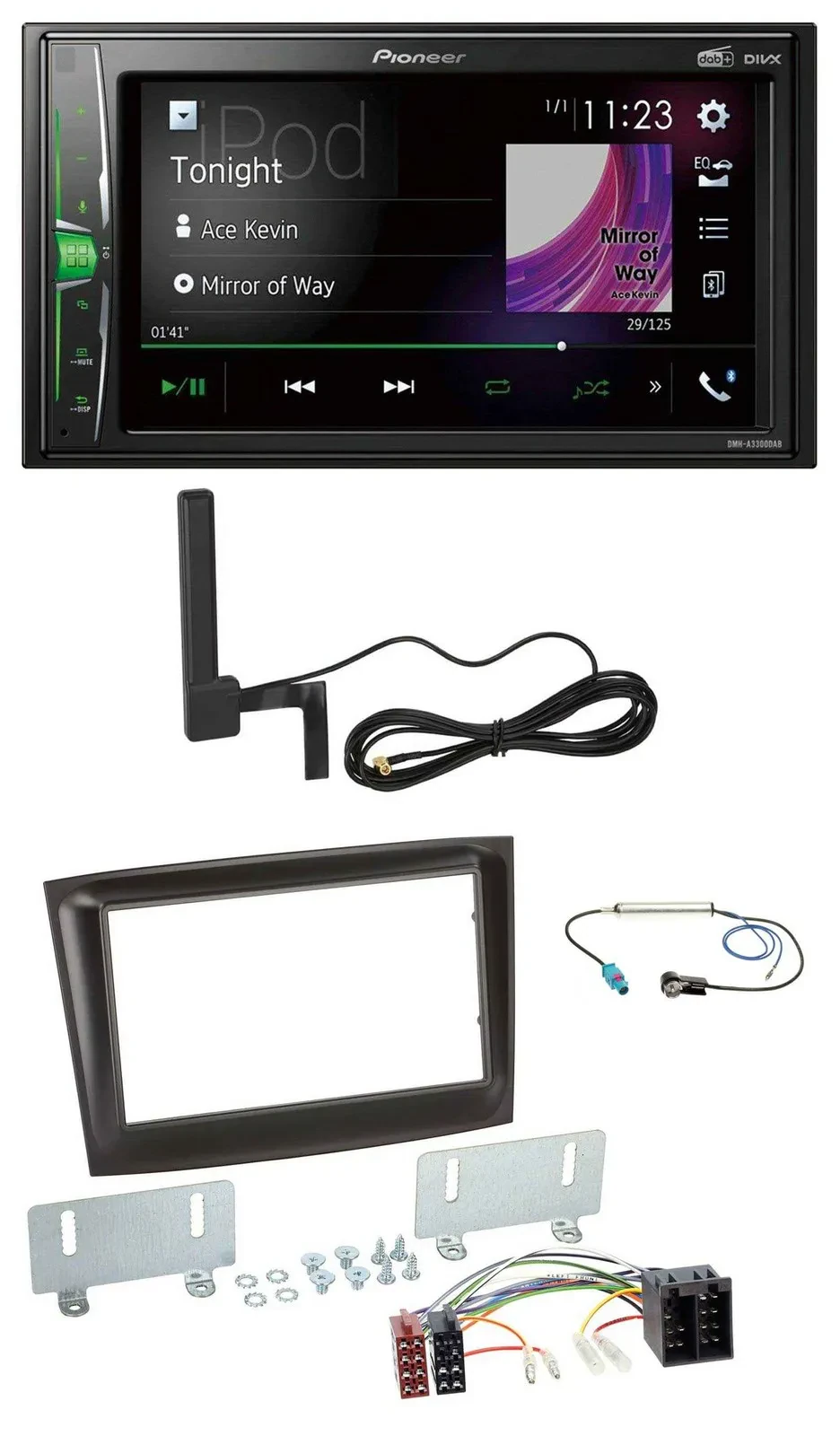 Автомагнитола для Fiat Doblo (с 2015) Pioneer 2 DIN, Bluetooth, DAB, AUX, черный