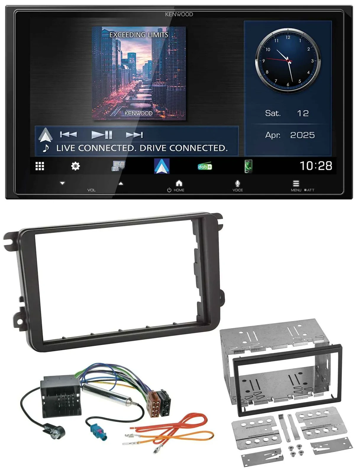 Kenwood Bluetooth 2DIN USB DAB MP3 Autoradio für VW Passat 05-14 Polo 09-14 Scir