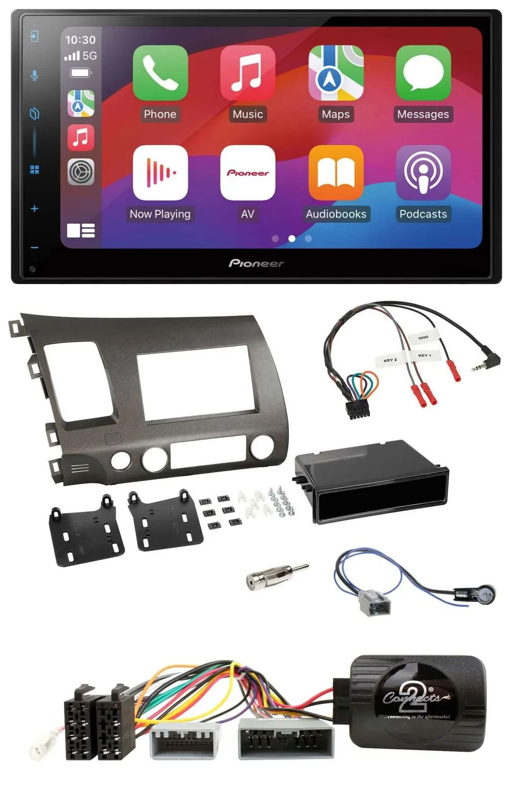 Автомагнитола Pioneer 2DIN, DAB, USB, Bluetooth, совместимая с кнопками на руле, для Honda Civic 2006–2010 Hybrid