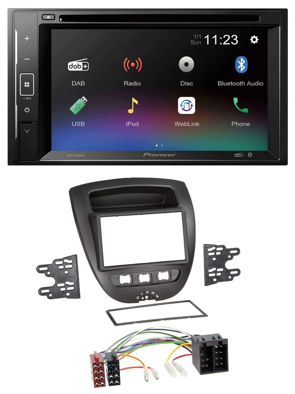Pioneer Bluetooth MP3 USB 2DIN DAB DVD Autoradio für Citroen C1 Toyota Aygo Peug