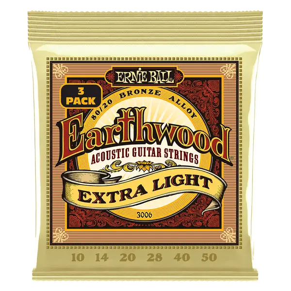 Струны для акустической гитары ERNIE BALL 3006 Earthwood Bronze Extra Light 10-50 (3 Pack)