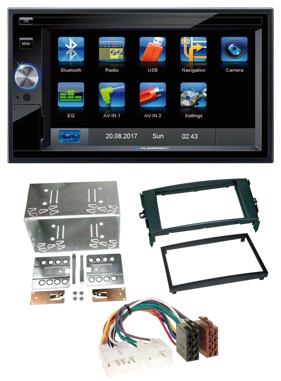 Blaupunkt SD Bluetooth 2DIN MP3 USB AUX Autoradio für Toyota Auris 07-12 schwarz
