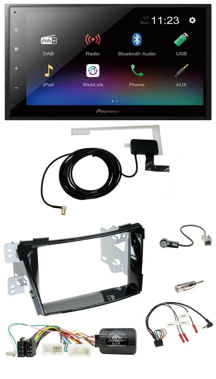 Pioneer DAB Lenkrad Bluetooth 2DIN USB Autoradio für Hyundai i40 ab 2011 VF Klav