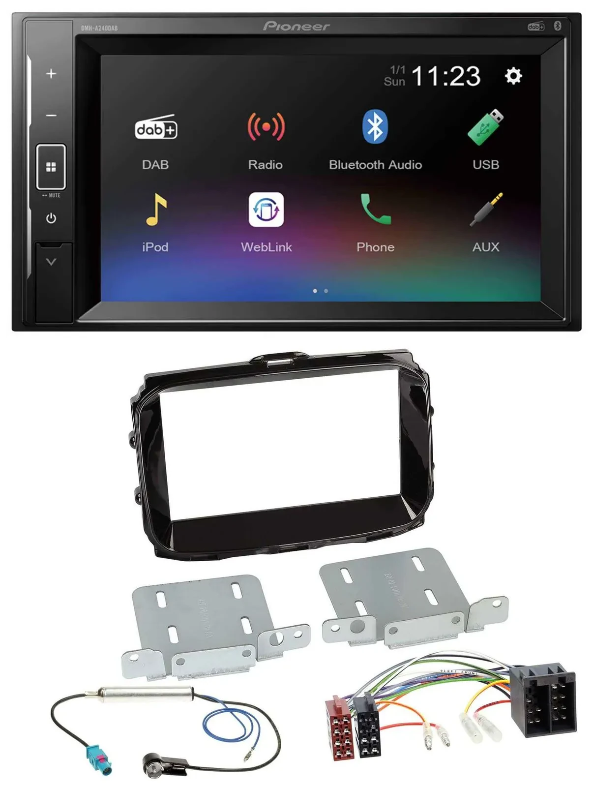 Автомагнитола для Alfa Romeo Pioneer 2DIN, DAB, Bluetooth, USB, MP3, ISO, черный (piano black) (с 2013)